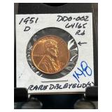 1951 D Lincoln Cent DDO-002 Variety