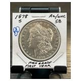 1878-S Morgan Silver Dollar AU/UNC Grade