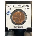 1953-S Lincoln Wheat Cent MS 64/65