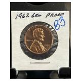 1962 Lincoln Cent Proof Coin in Holder