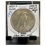 1925-S Peace Dollar VAM 2, Rare D Bald Rev Var