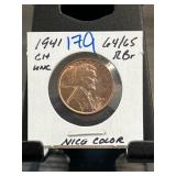 1941 Lincoln Wheat Cent MS64/65 RB