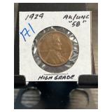 1929 Lincoln Wheat Cent AU/UNC