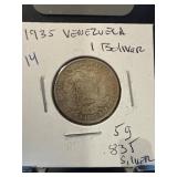 1935 Venezuela 1 Bolivar Coin