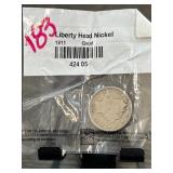 1911 Liberty Head Nickel in Good Condition