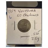 1954 Venezuela 50 Centimos Coin