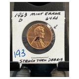 1963 D Lincoln Cent Mint Error Coin