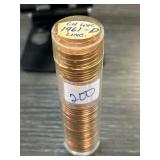 Roll of 1961-D Lincoln Pennies in Plastic Tube