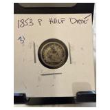 1853 P Liberty Seated Half Dime Coin