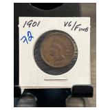 1901 Indian Head Cent in VG/Fine Condition