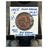 1955-S Lincoln Wheat Cent Mint Error