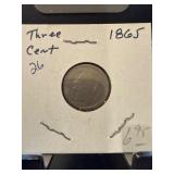 1865 Three-Cent Nickel Coin