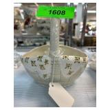 Fitz and Floyd Ceramic Basket with Floral Design
