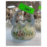 Porcelain Basket With Hand-Painted Floral Design