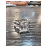 Sterling Silver Sz 8.5 Ring with Clear Stone