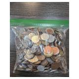 5.1 Lbs of Mixed World Coins in Plastic Bag