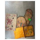 Four hand painted antique Embroidered Textile Item