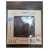 1865 Indian Head Cent in VG Condition