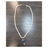 Sterling Silver Lapis and Pearl Necklace