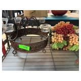 Metal Candleholder With Decorative Grapes