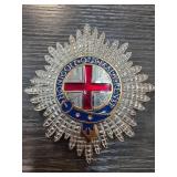 Metal Star Badge with Enamel Cross Design