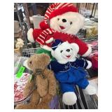 Three Plush Teddy Bears with Tags