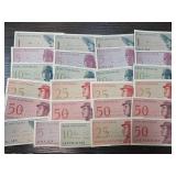 5 Indonesian Uncut Banknote Sets