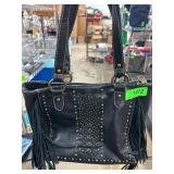 Montana West Black Studded Fringe Bag
