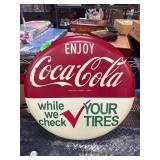 Coca-Cola Advertising Tin Tire Service Sign