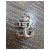Sterling Silver USN Anchor Pin