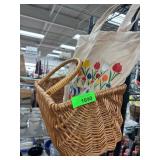 Wicker Basket and Holland Tote Bag Set