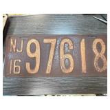 1916 New Jersey License Plate