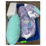 Childrens Bedding Set in Blue Bin
