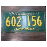 1963 Illinois License Plate with Green and Yellow