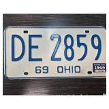 1969 Ohio License Plate DE 2859