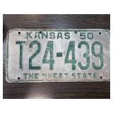 1950 Kansas License Plate Green and White