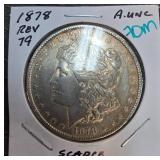 1878 Morgan Dollar Reverse 79 in AU Condition