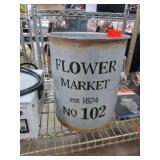 Metal Flower Market Bucket with Handle