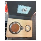Leather Flask Set in Wooden Presentation Box