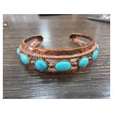 Copper Cuff Bracelet with Turquoise Stones