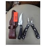 Gerber Multitool and Schrade Knife with Sheath