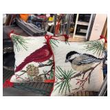 Two Needlepoint Bird Pillows