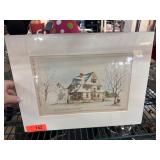 Architectural Print From 1800s in Mat Frame