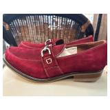 Donald Pliner Red Suede Loafers, Size 10