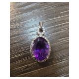Sterling Silver Pendant With Purple Stone