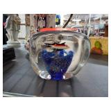 Art Glass Paperweight with Fish Motif