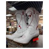 Dingo White Boots with Playing Card Design