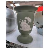 Green Wedgwood Vase with White Relief Design