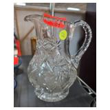 Cut Glass Pitcher with Starburst Pattern