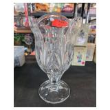 Clear Glass Pedestal Vase with Leaf Design